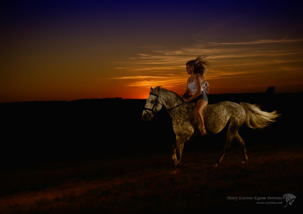 girl riding bareback across the sunset is an ideal image for gift vouchers